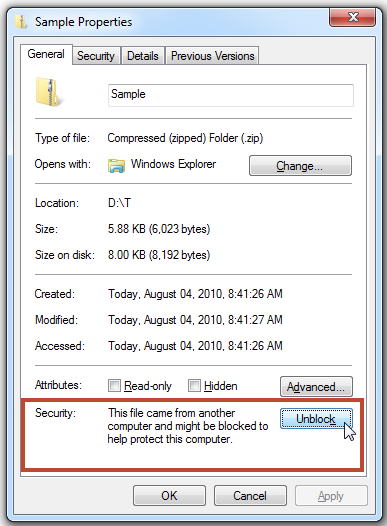 Unblock File Settings